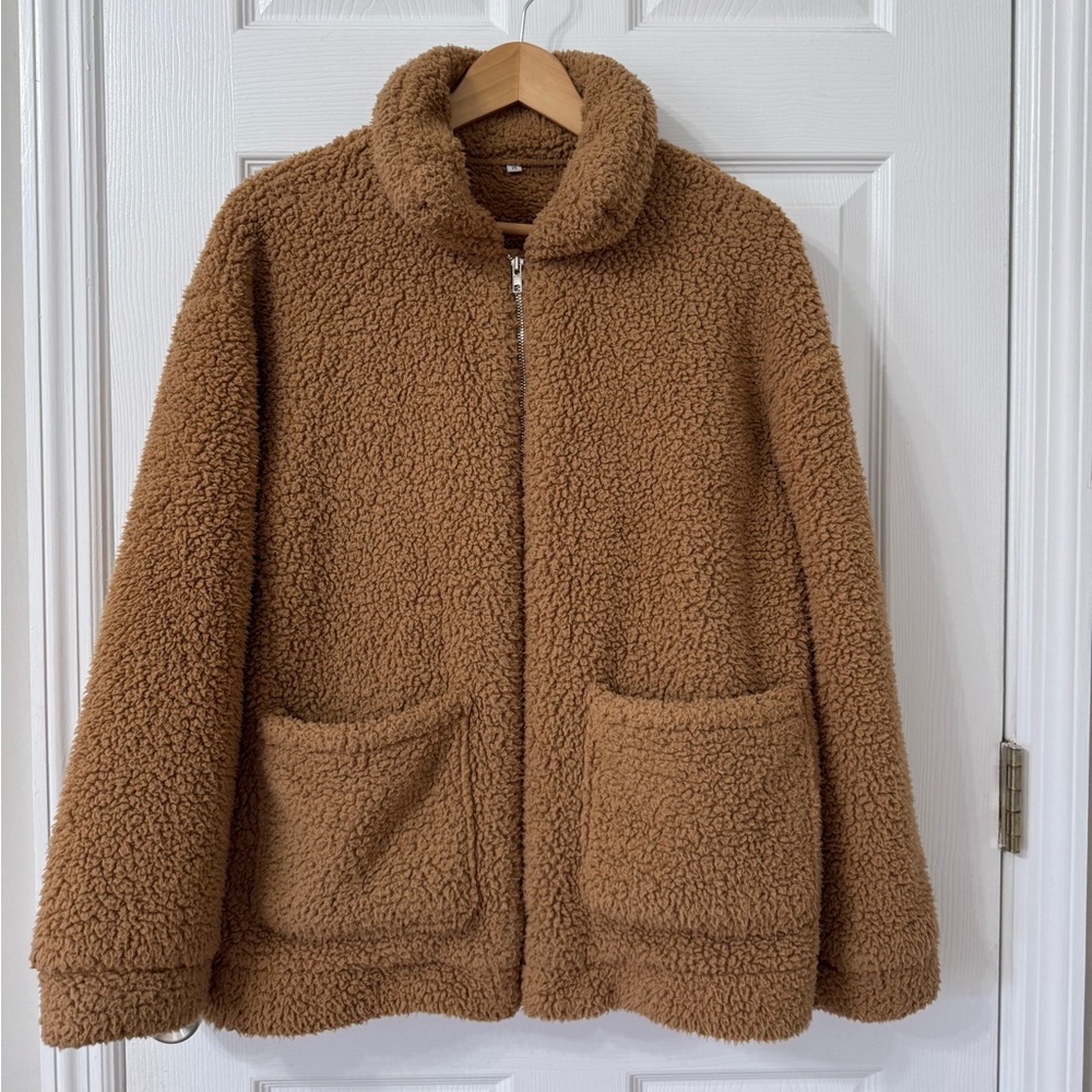 Cozy Teddy Zip Jacket - Brown